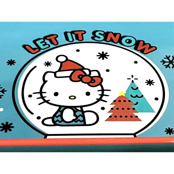 Holiday "Hello Kitty" Rectangular Snowman Baker Size 12" x 8.5" Teal Blue New! - Picture 4 of 6